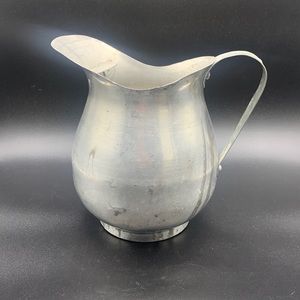 Vintage Shabby Chic Aluminum Water Pitcher Riveted Ice Catcher 7 1/2”tall
